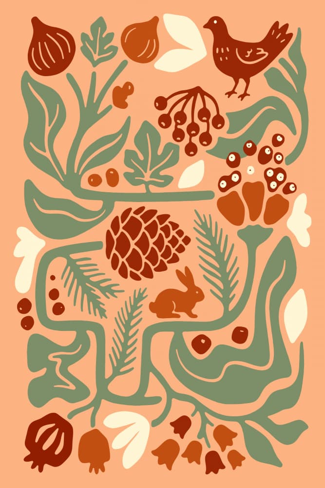 Forest Friends Autumn Bounty by casa cartissi — canvas wall art