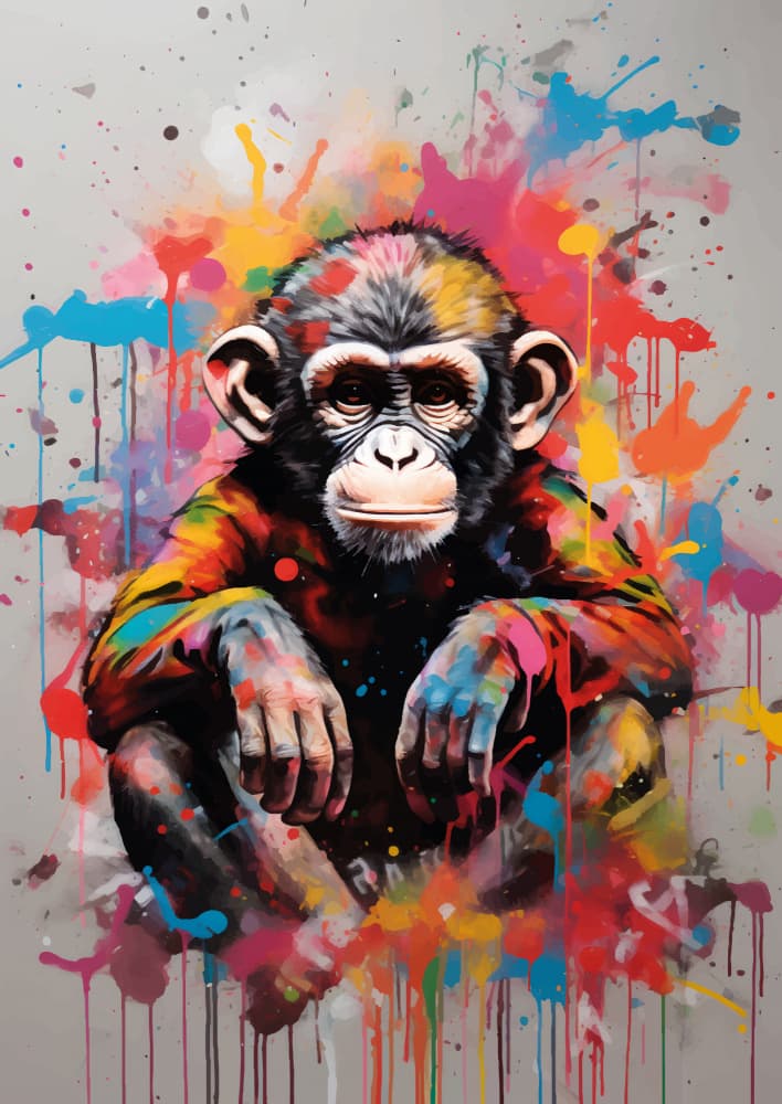 Vibrant Chimp Splatter by Andreas Magnusson — canvas wall art