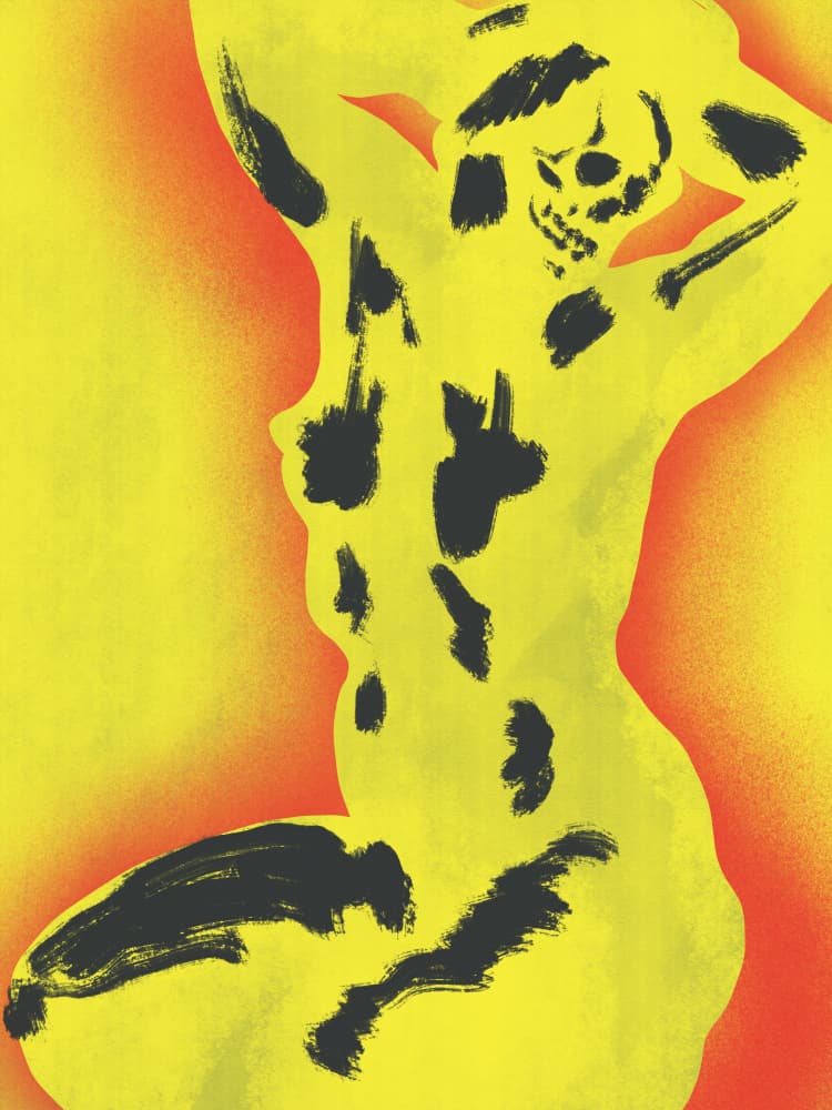 Vibrant Skull Pose by Little Dean — canvas wall art
