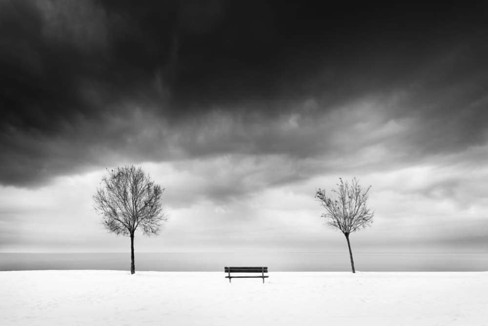 Winter Solitude Bench by George Digalakis — canvas wall art