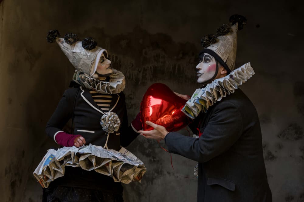 Clown Couple's Love by Ken Frank — canvas wall art