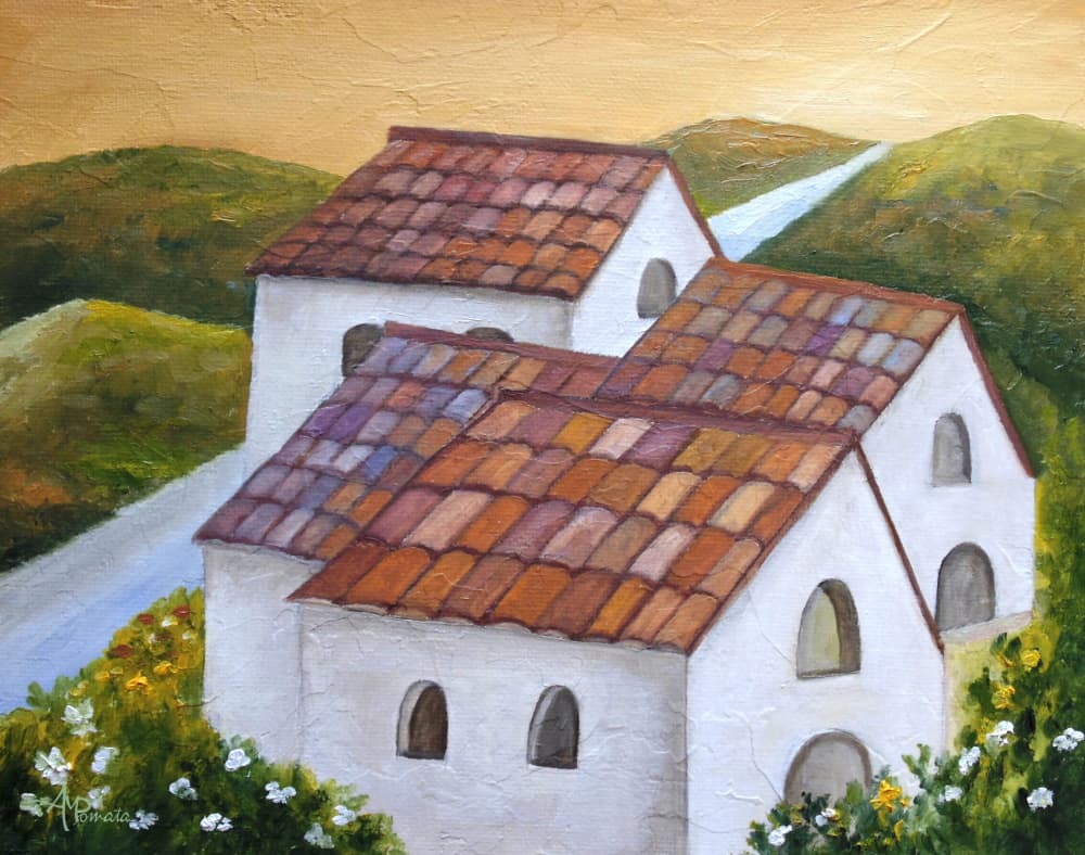 Tuscan Hillside Village by Angeles M. Pomata — canvas wall art