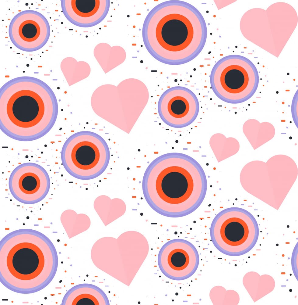 Playful Hearts And Circles by Marika Barsrsind — canvas wall art