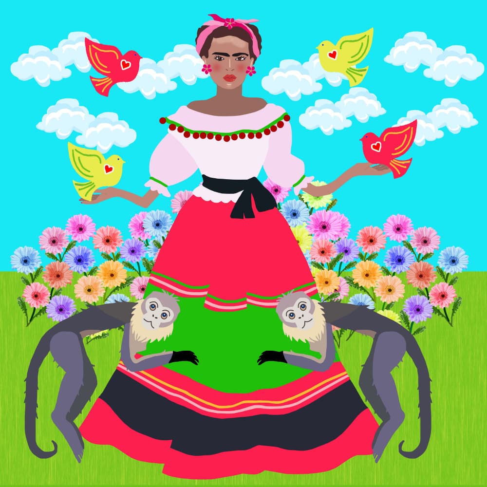 Vibrant Folk Portrait by Lynnda Rakos — canvas wall art