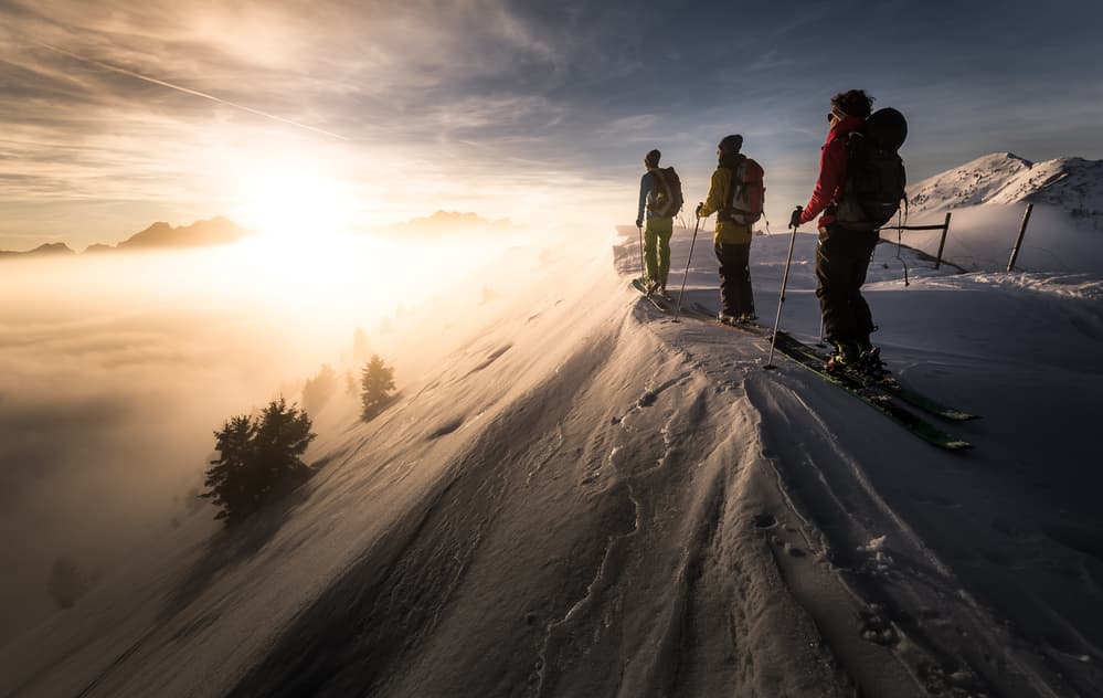 Golden Hour Ski Trek by Sandi Bertoncelj — canvas wall art