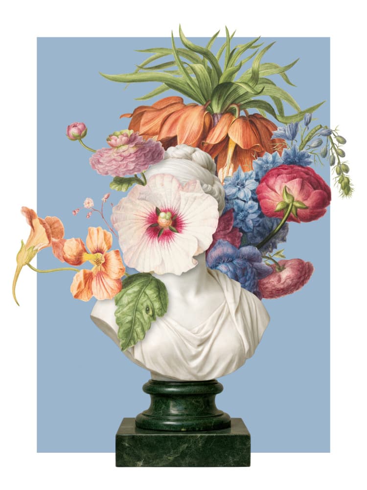 Vibrant Floral Bust by Marja van den Hurk — canvas wall art