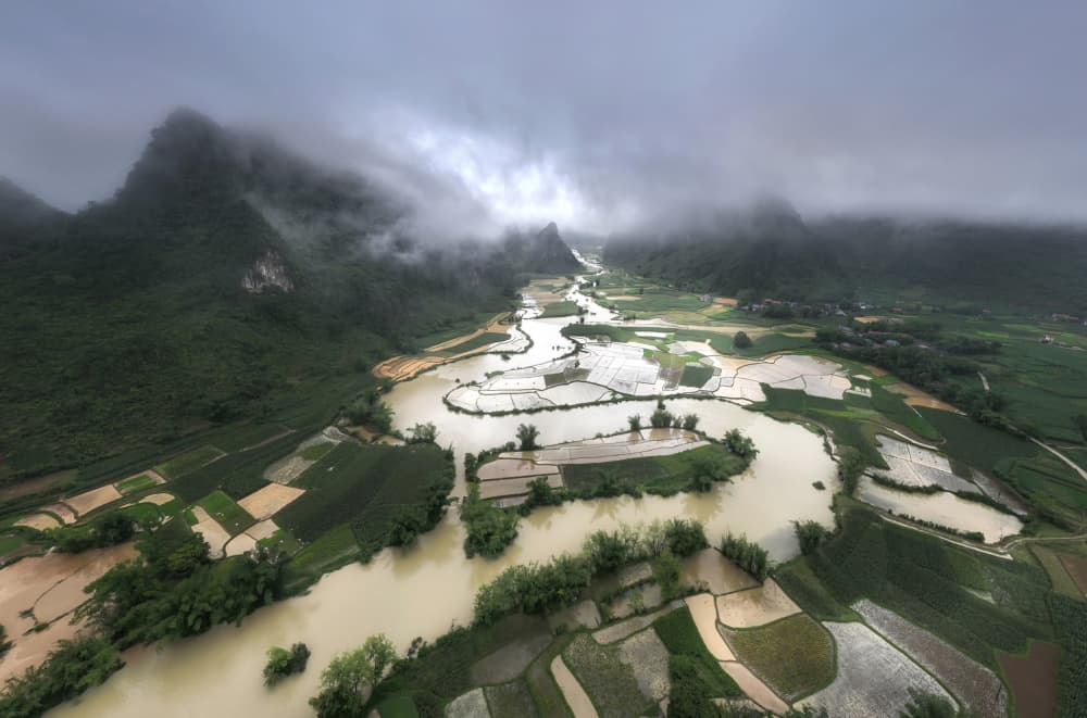 Misty Mountain River Valley by Sarawut Intarob — canvas wall art