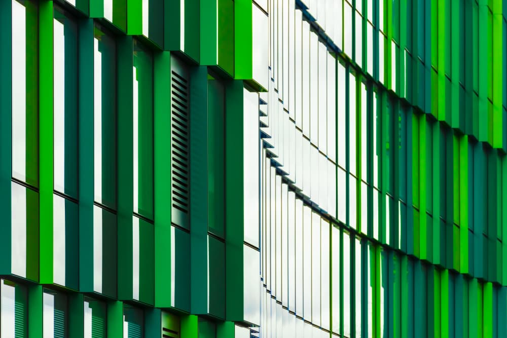 Vibrant Green Facade by Andy Dauer — canvas wall art