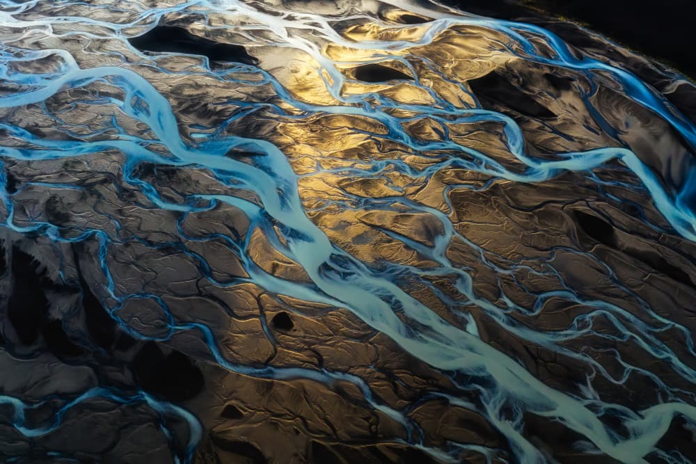 Golden River Delta by James Bian — canvas wall art