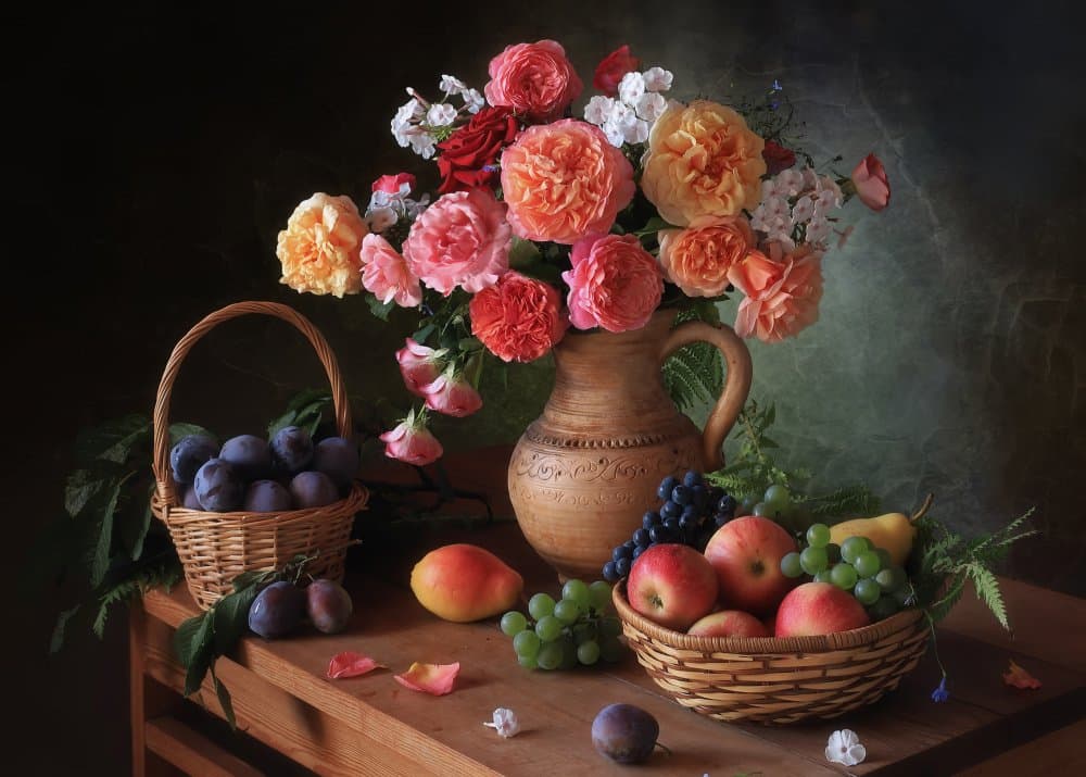Rustic Fruit and Flowers by Tatyana Skorokhod — canvas wall art