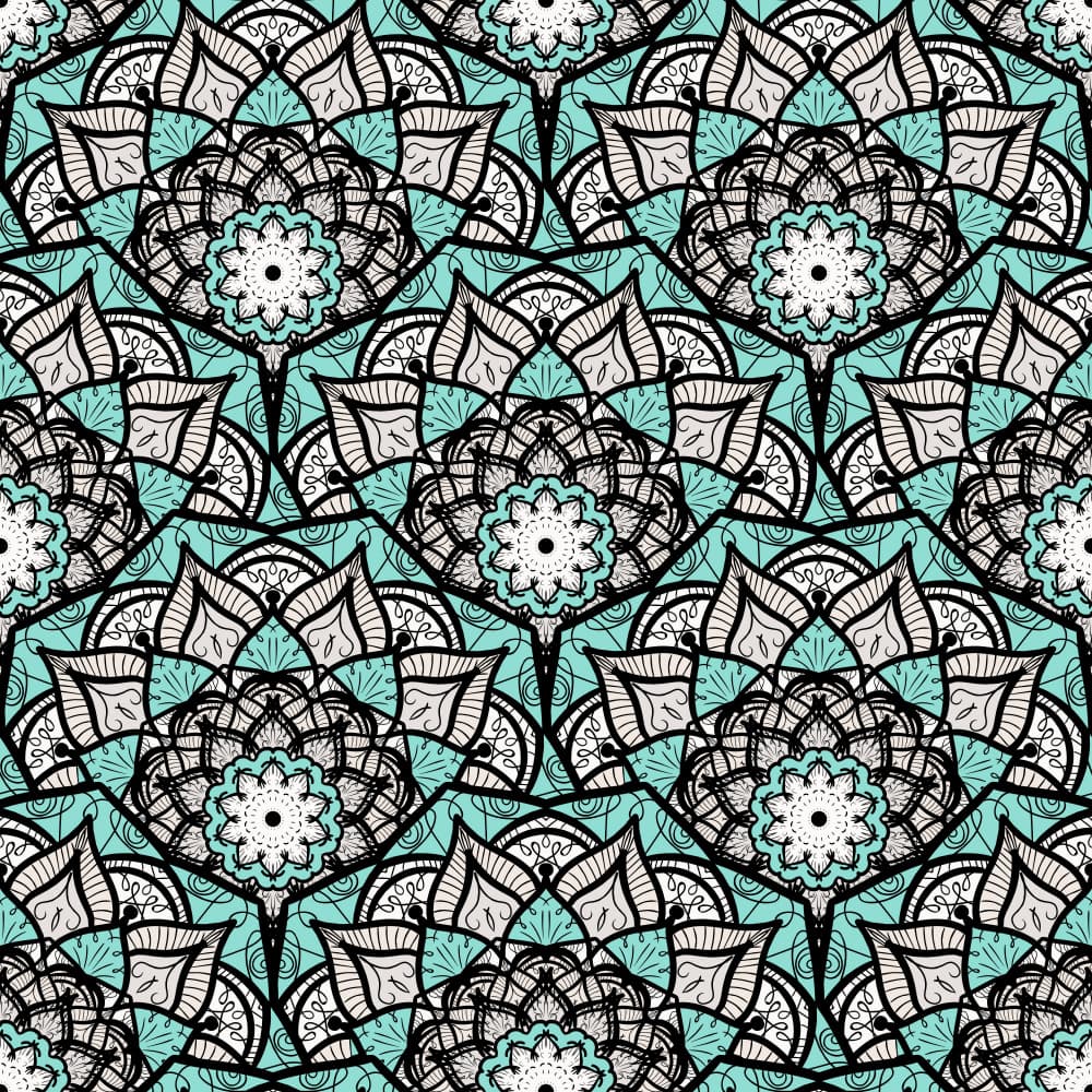 Turquoise Mandala Bloom Pattern by Marika Barsrsind — canvas wall art