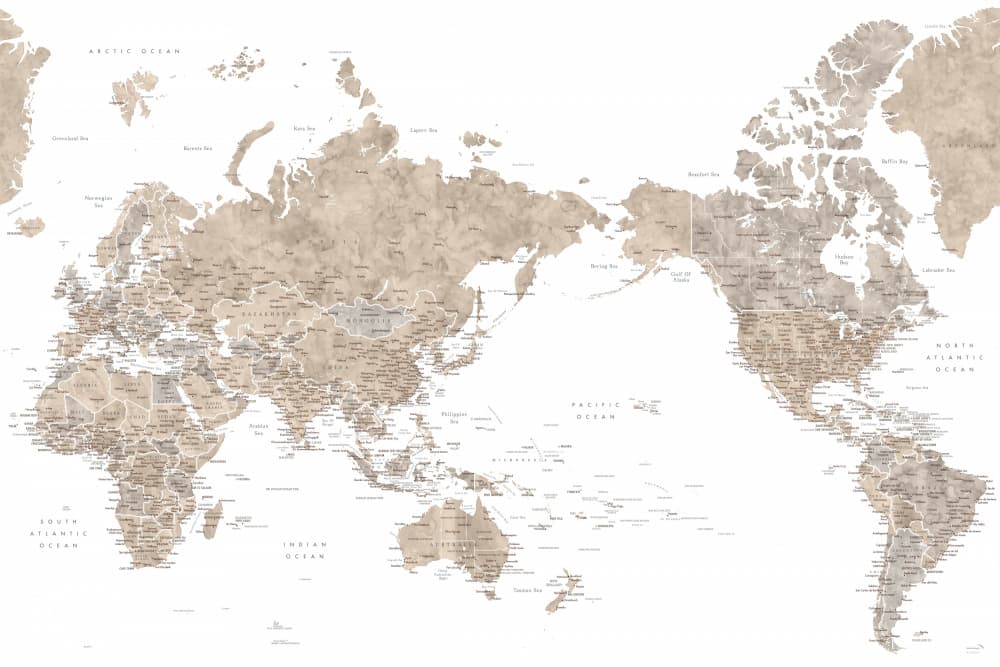 Old World Travel Map by Rosana Laiz Blursbyai — canvas wall art