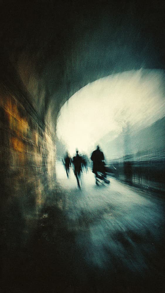 Blurred Figures Urban Tunnel by Erkan Camlilar — canvas wall art
