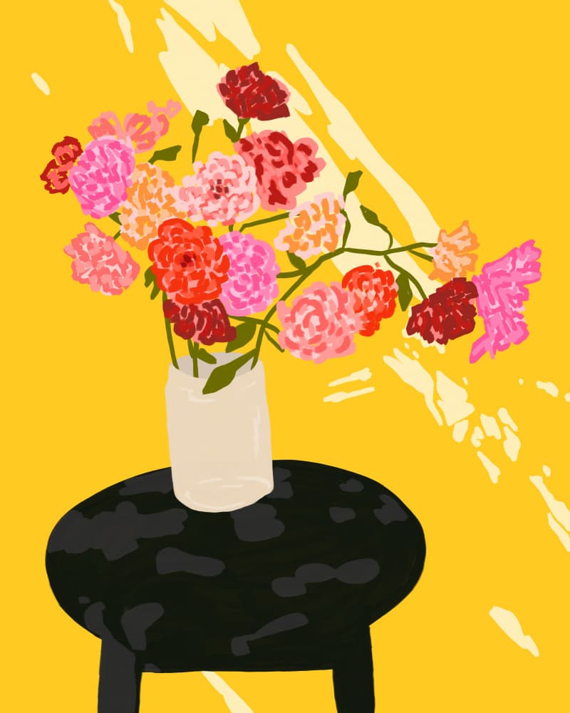 Colorful Blooms On Table by Kintsugi99 — canvas wall art