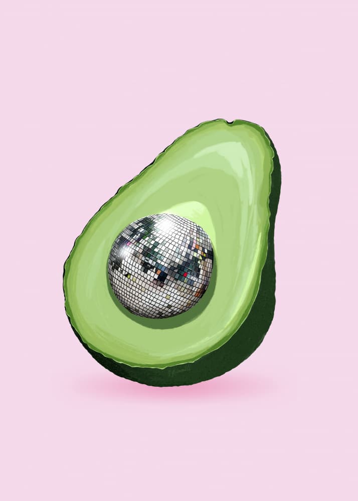 Avocado Disco Ball by ByKammille — canvas wall art