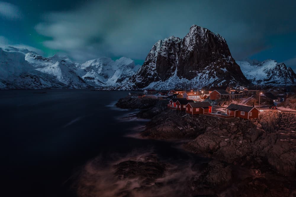 Northern Lights Village by April Xie — canvas wall art