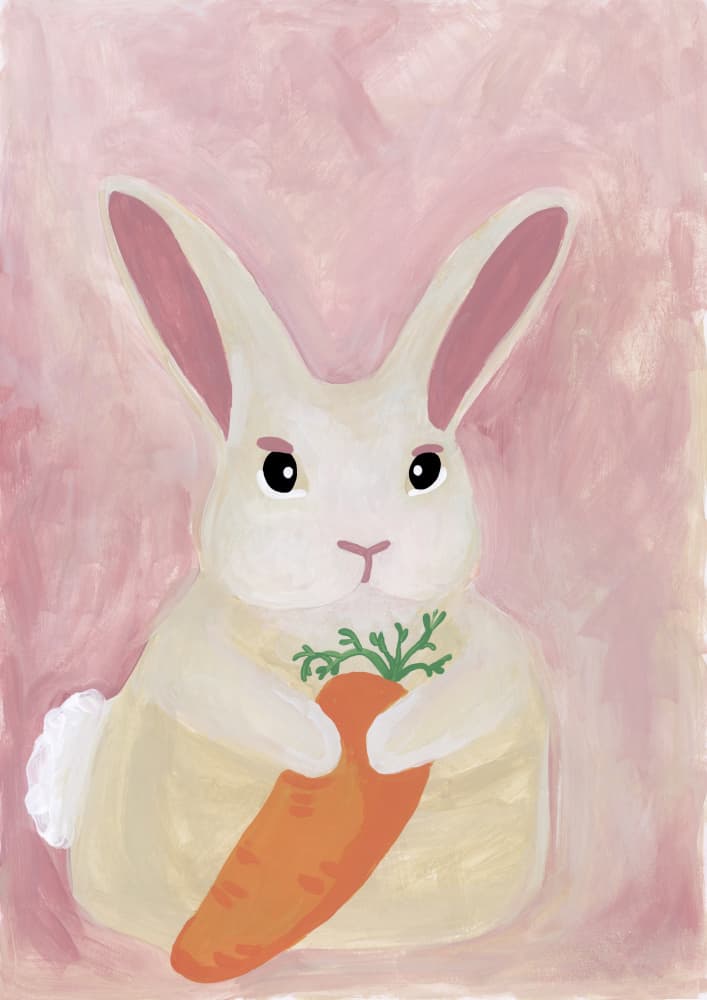 Sweet Bunny with Carrot by Rosana Laiz Blursbyai — canvas wall art