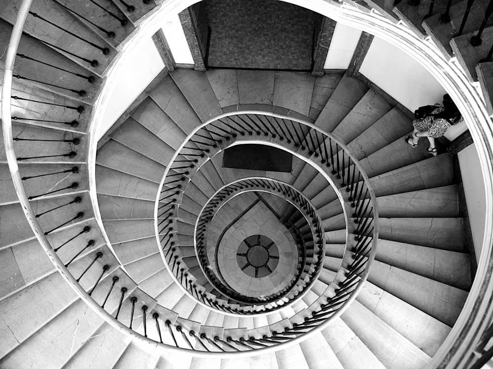 Elegant Spiral Staircase by Magdalena Roeseler — canvas wall art