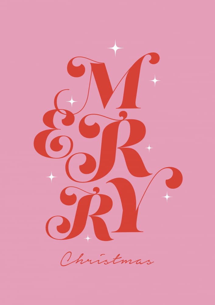 Pink Merry Christmas Stars by Prints by Ayleen — canvas wall art