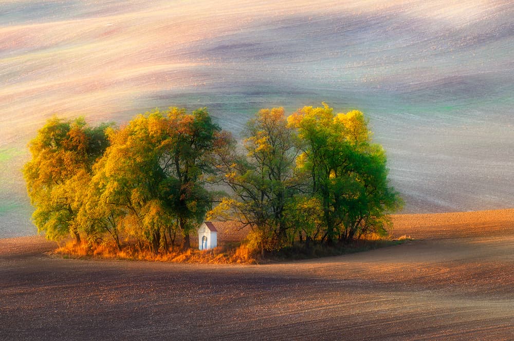 Golden Autumn Chapel by Piotr Krol (Bax) — canvas wall art