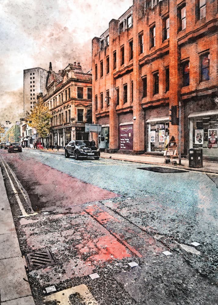 Gritty City Street by Justyna Jaszke — canvas wall art