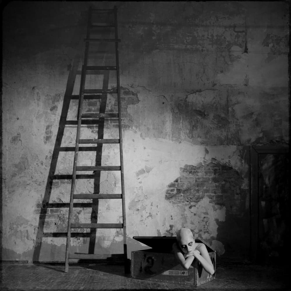 Mysterious Figure Grungy Room by Yaroslav Vasiliev-Apostol — canvas wall art