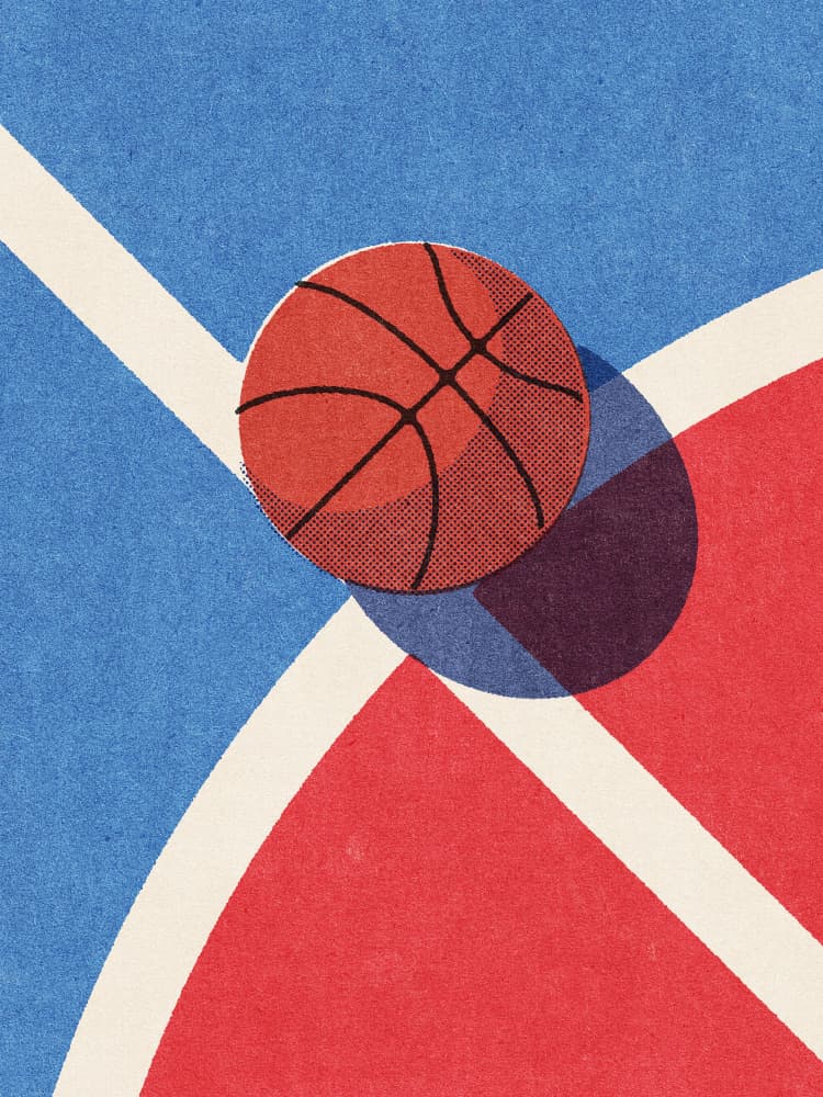 Red Blue Basketball Court by Daniel Coulmann — canvas wall art