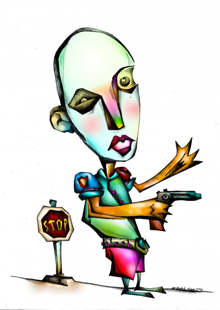 Surreal Police Officer by Rafal Kulik — canvas wall art