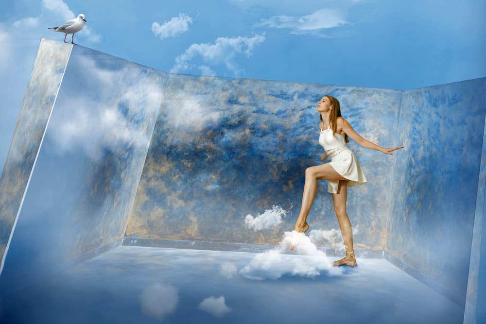 Woman Stepping on Clouds by Christine von Diepenbroek — canvas wall art