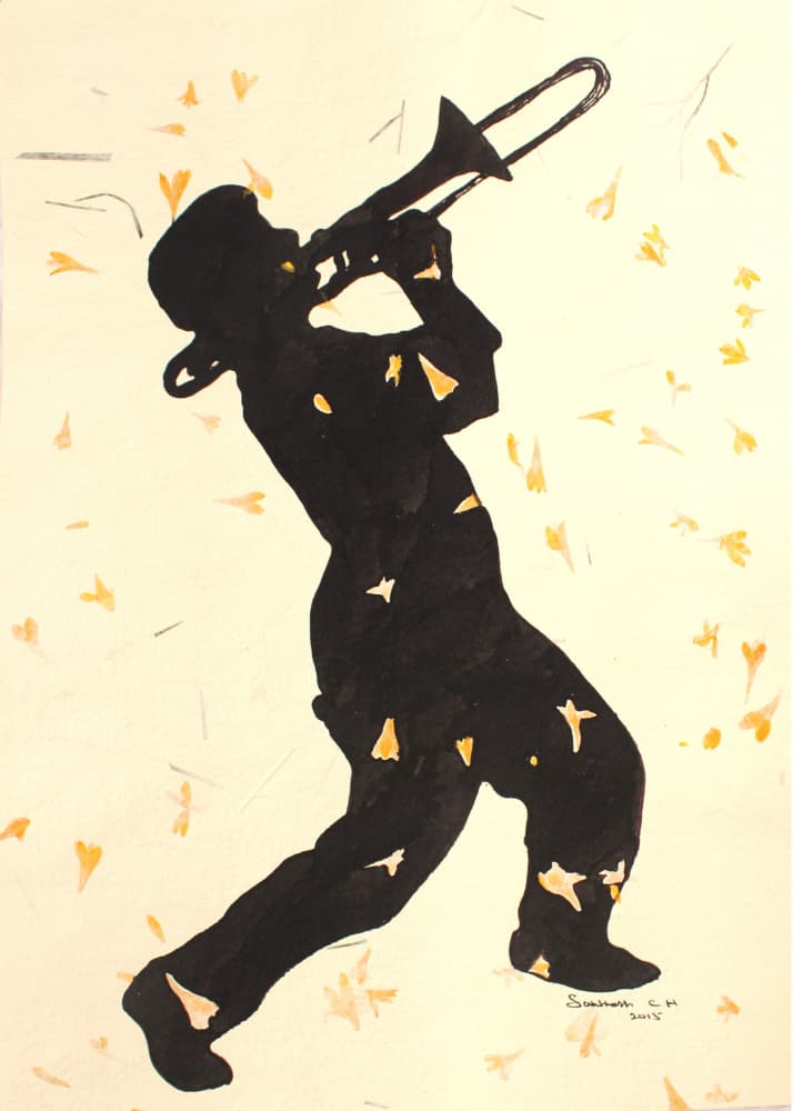 Jazz Trombone Silhouette by Santhosh ch — canvas wall art