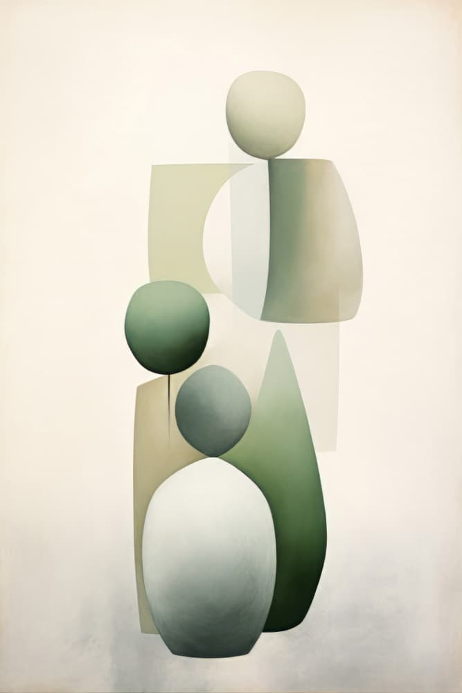 Balanced Green Forms by Bilge Paksoylu — canvas wall art
