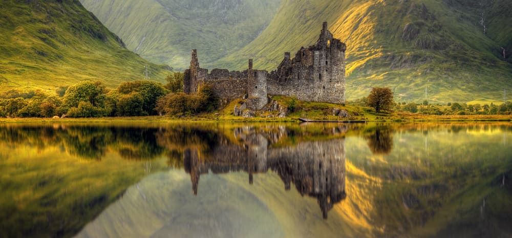 Scottish Castle Lake Reflection by Wojciech Kruczynski — canvas wall art