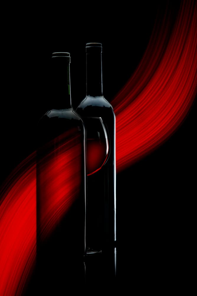 Elegant Red Wine Bottles by Doris Reindl — canvas wall art