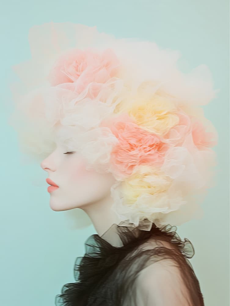 Ethereal Floral Portrait by Bilge Paksoylu — canvas wall art