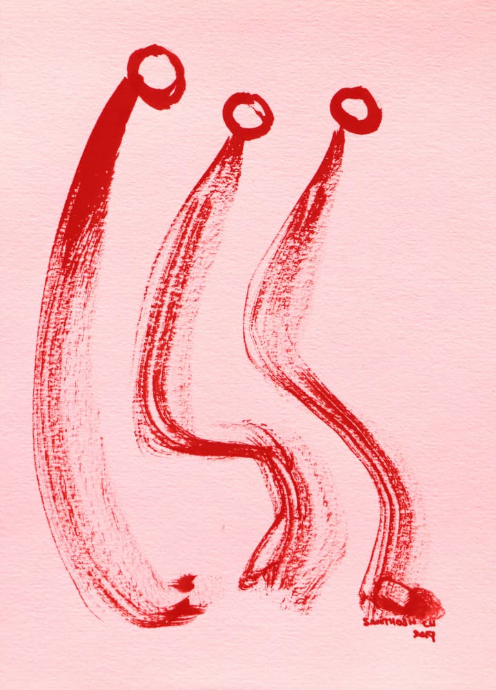 Three Red Forms by Santhosh ch — canvas wall art