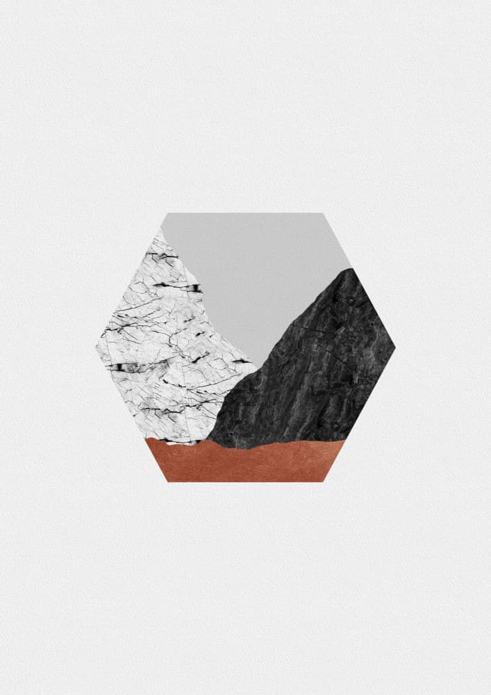 Geometric Mountainscape Hexagon by Orara Studio — canvas wall art