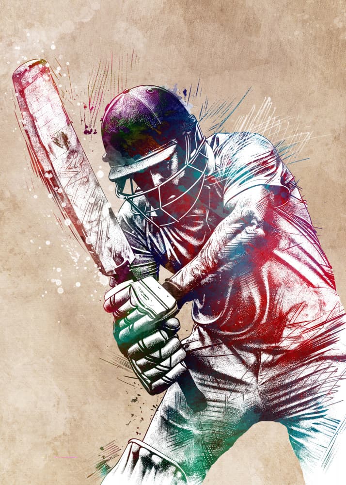 Dynamic Cricket Batsman by Justyna Jaszke — canvas wall art