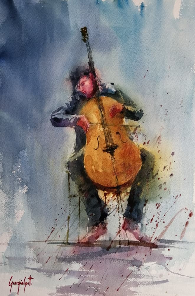Passionate Cello Player by Giorgio Gosti — canvas wall art