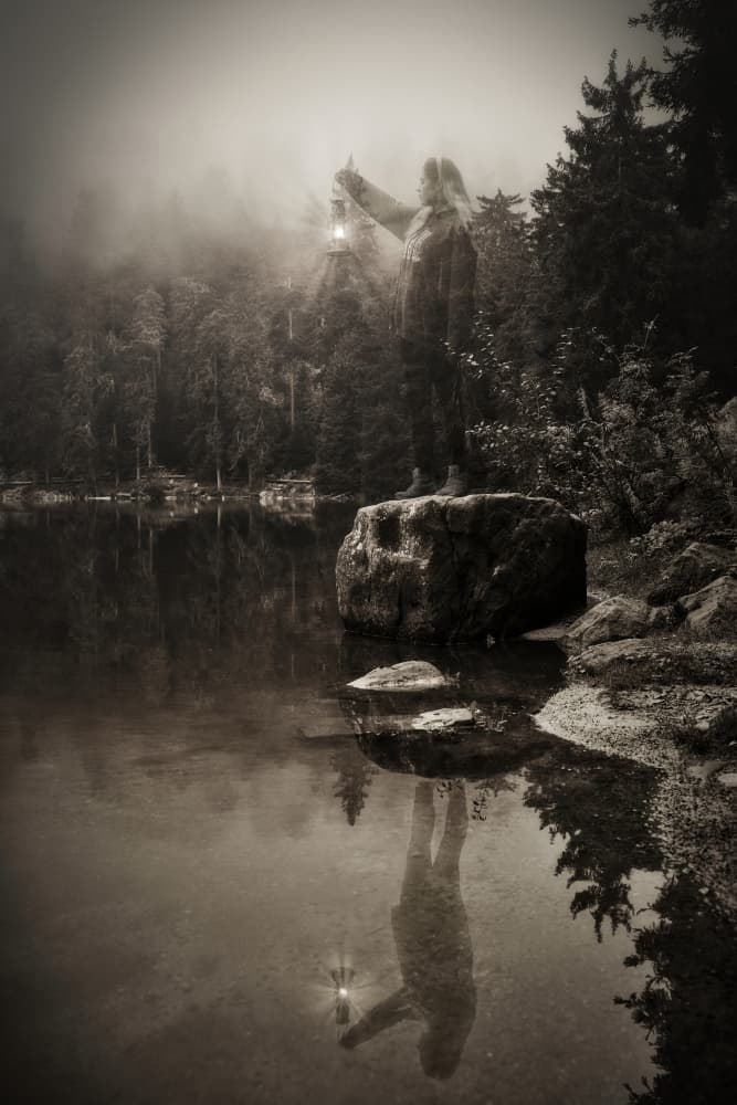 Misty Forest Lantern by Peter Schade — canvas wall art