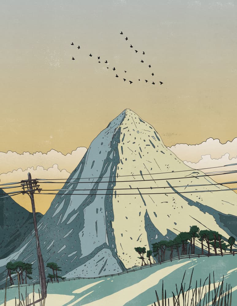 Serene Mountain Migration by Nicholas — canvas wall art