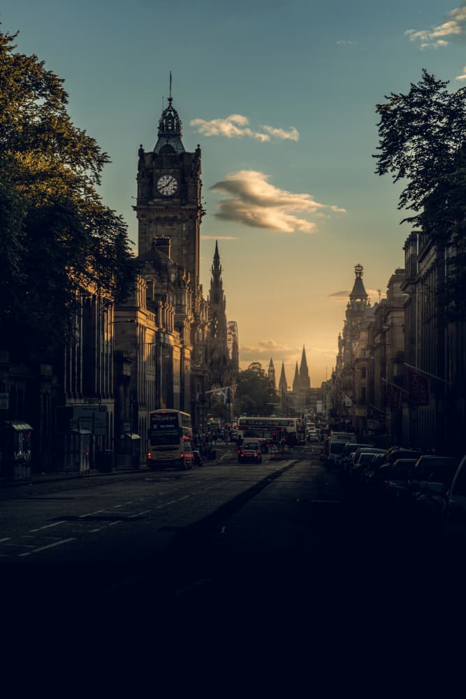 Edinburgh Clock Tower Sunset by Jorge Grande Sanz — canvas wall art