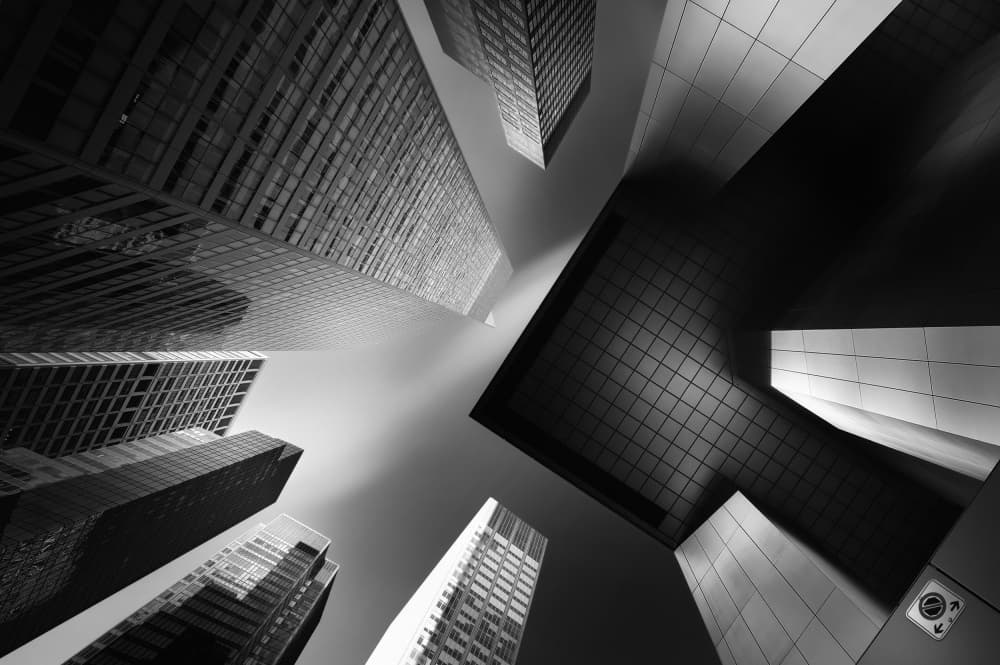 Soaring City Skyscrapers by Akira TAKAUE — canvas wall art