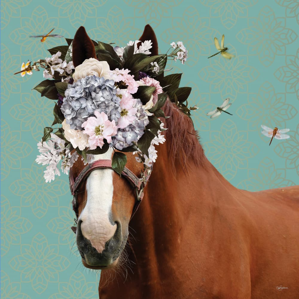 Whimsical Floral Horse by Sue Skellern — canvas wall art