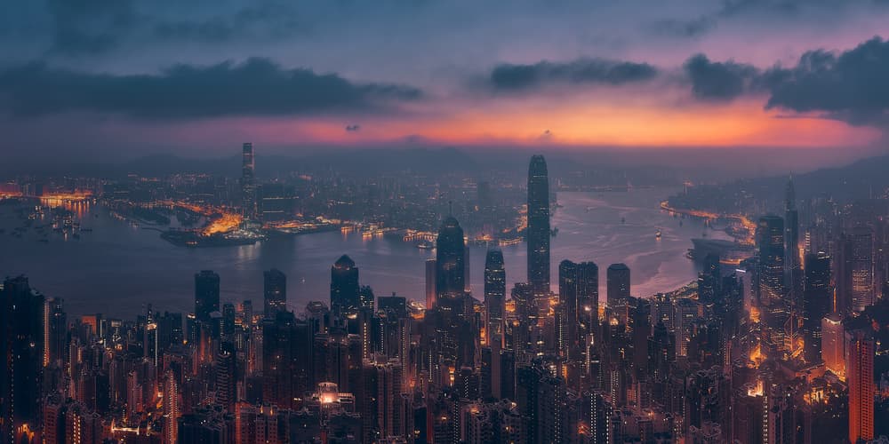 Vibrant Urban Sunset by Javier de la Torre — canvas wall art