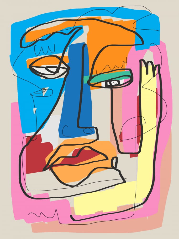 Vibrant Abstract Face by Little Dean — canvas wall art