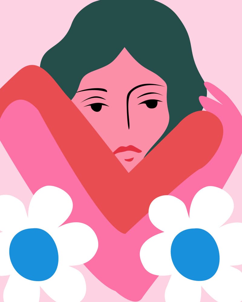 Calm Pink Heart Woman by Kintsugi99 — canvas wall art