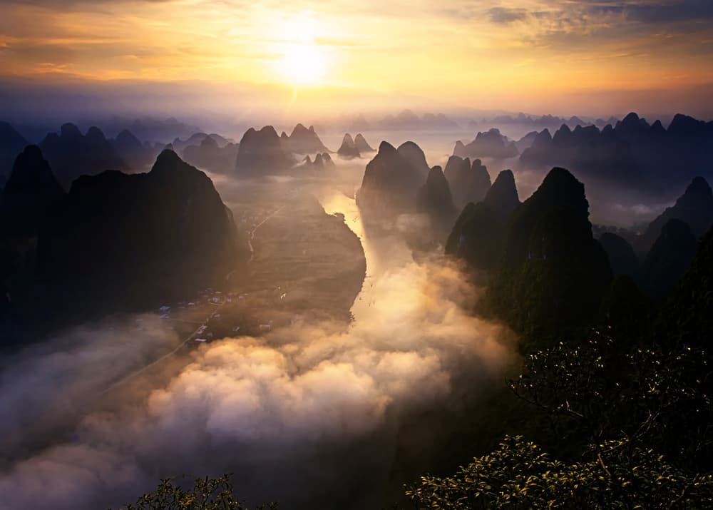 Misty Mountain Sunrise by Fabrizio Massetti — canvas wall art