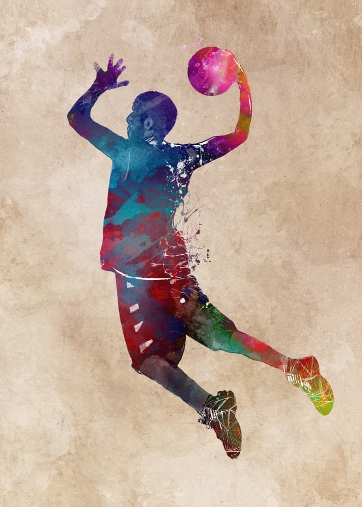 Vibrant Basketball Jump Shot by Justyna Jaszke — canvas wall art