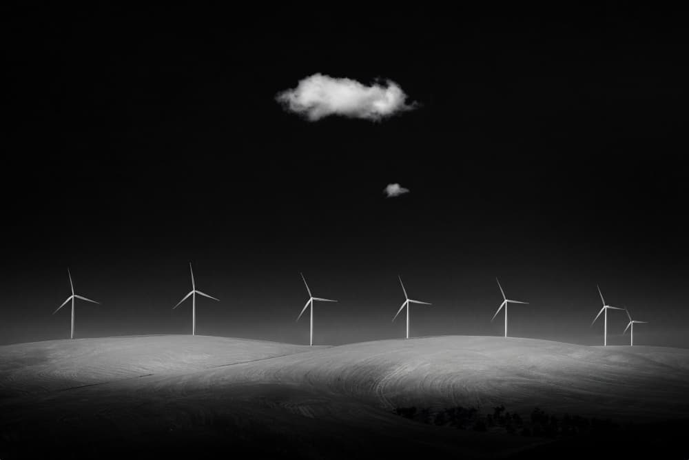 Rolling Hills Windmills by Tony Xu — canvas wall art