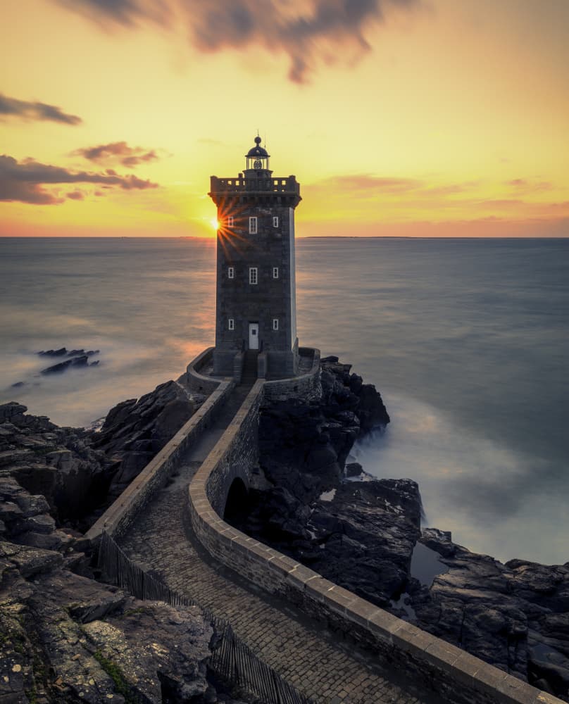 Golden Hour Lighthouse Path by Raimondo Restelli — canvas wall art